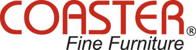Logo of Coaster Fine Furniture with bold red and black text.