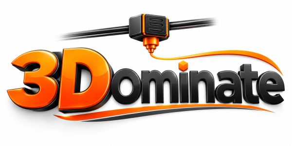 3Dominate logo with 3D printing theme.