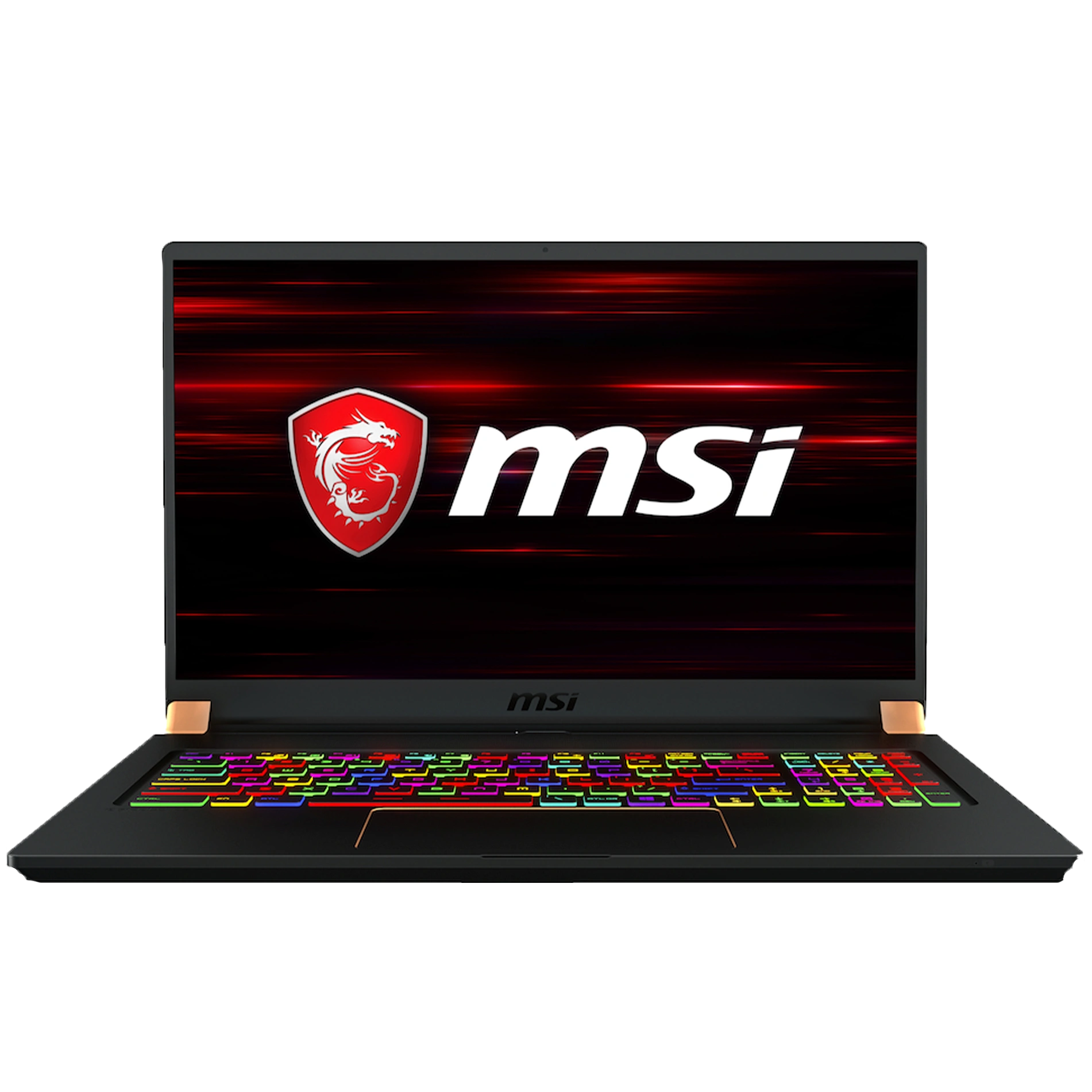 MSI GS75 Stealth  VR Ready Laptop with logo on the screen