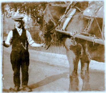 Henry Croft with his trustee council horse-drawn cart