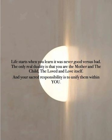 A spiritual quote about life and unity over a glowing light background.