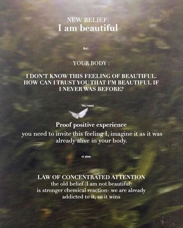 Inspirational text about believing in beauty despite doubt.
