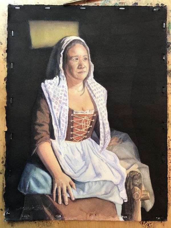 “The Convert” transparent watercolor by Maria Freed