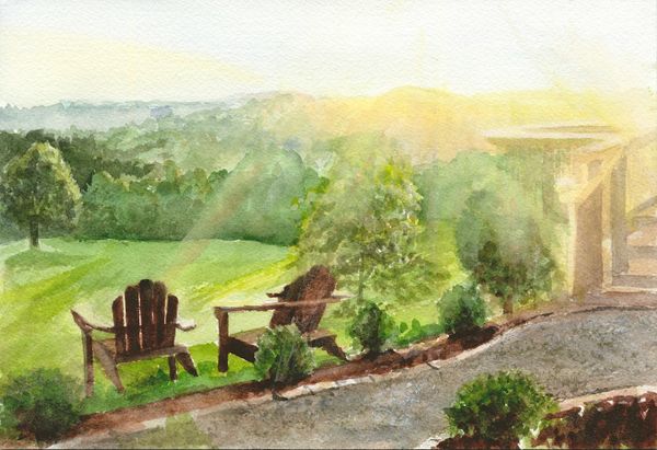 “The Vinyard on Pleasant Hill” transparent watercolor by Maria Freed
