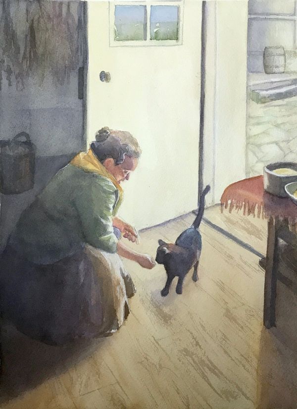 “Wanna Be Friends?” Watercolor by Maria Freed