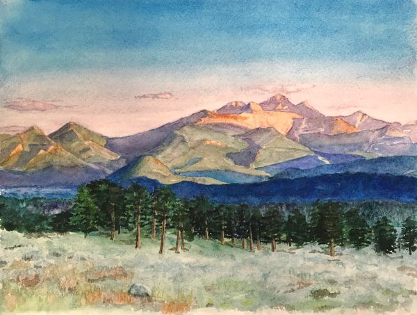 “Rocky Mountain National Park” transparent watercolor By Maria Freed