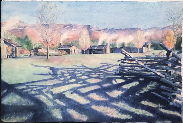 “The Shadows” aka “Martin’s Station”, transparent watercolor By Maria Freed