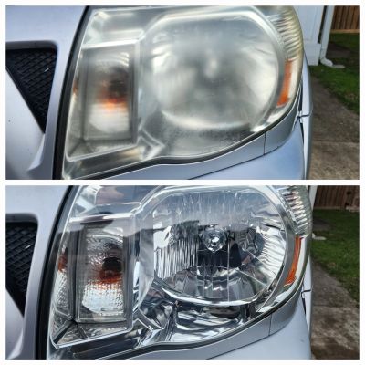 Cloudy headlight being professionally restored in Braselton, GA