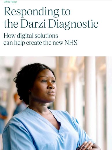 Article titled "Responding to the Darzi Diagnostic" with picture of woman nurse below.