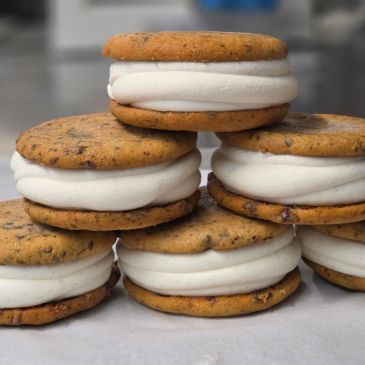 Stack of homemade ice cream sandwiches.