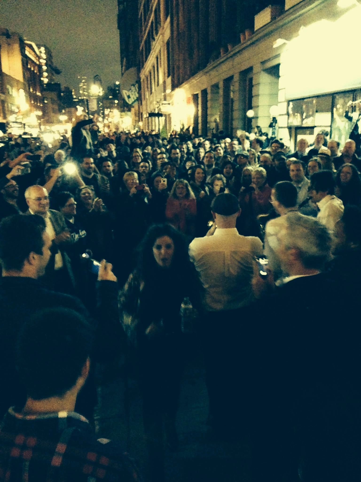 The fire alarm was pulled at our Joe Pub performance, so we finished our set out on the street!