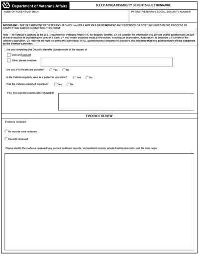 Sleep Apnea DBQ