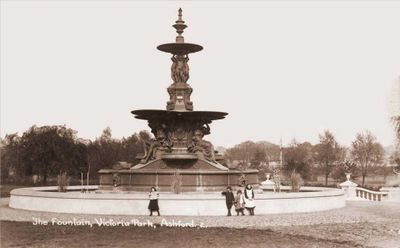 Photograph of The Hubert Fountain at Victoria Park, Ashford. Taken during the Victorian period.