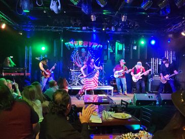 Lynyrd Skynyrd tribute band Freebyrd performing at Tailgaters in Bolingbrook, IL in front of crowd