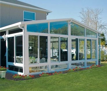 gabled sunroom added to back of house