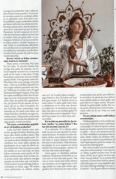 Alīnas Sietiņas un kakao publikācija žurnālā citāda pasaule