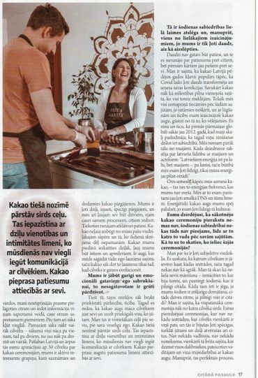 Alīnas Sietiņas un kakao publikācija žurnālā citāda pasaule