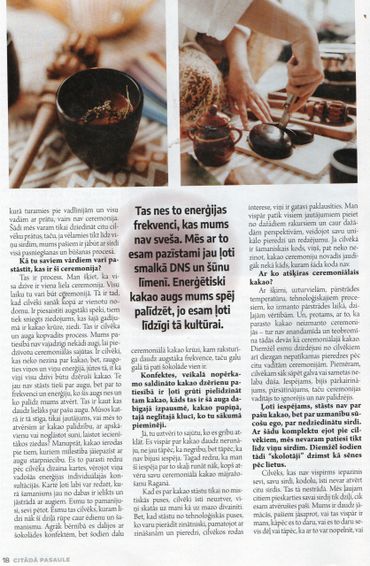 Alīnas Sietiņas un kakao publikācija žurnālā citāda pasaule