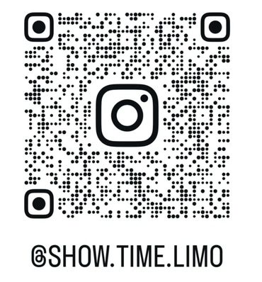 QR code linking to Instagram profile show.time.limo.