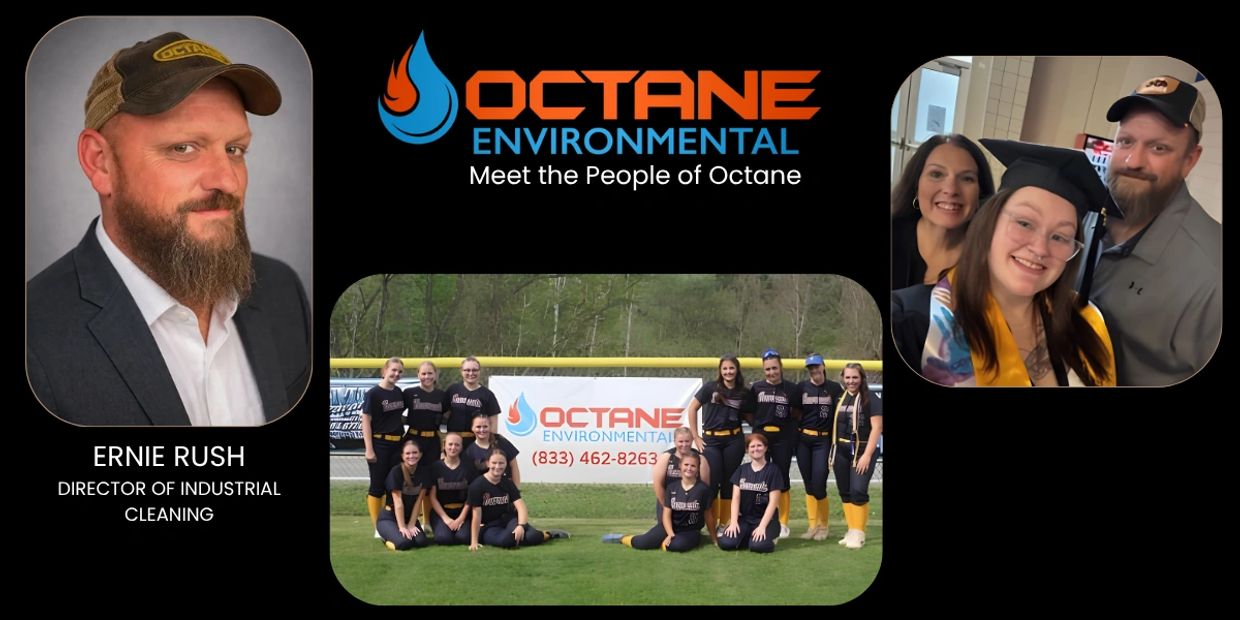 Ernie Rush, Octane Environmental team, and a graduation celebration.