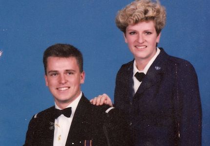 Carl Buhler with his sister at Valdosta State College Air Force ROTC program