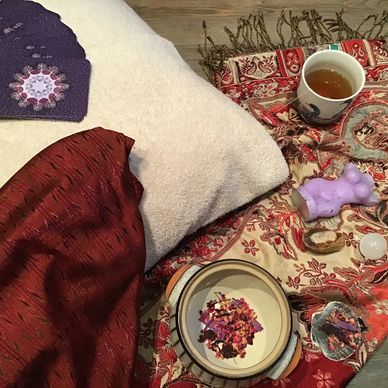 yoni steam ceremony set up