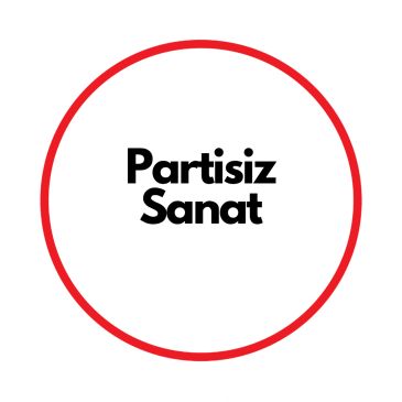 Partisiz Sanat logosu, kırmızı daire içinde siyah yazı.