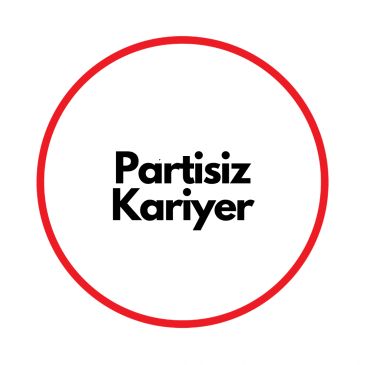 Partisiz Kariyer logosu, kırmızı çerçeveli daire içinde siyah yazı.