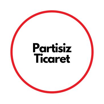 Partisiz Ticaret logosu- kırmızı daire içinde siyah yazı.