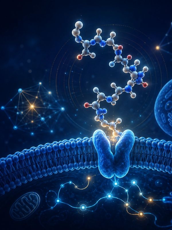 Molecular interaction at a cellular membrane.