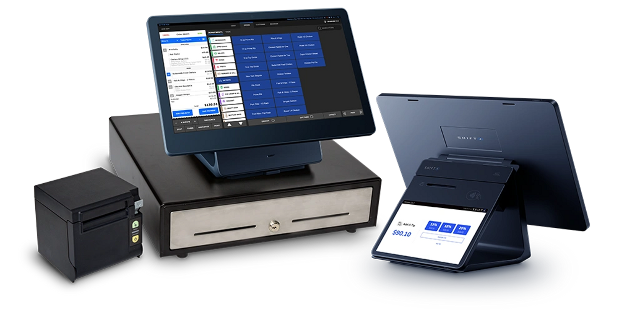 SkyTab Fluu POS station Bundle for Quick Serve restaurants as well as an order entry station.