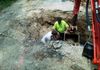 Repairing a culvert pipe in Cross Roads, Texas.