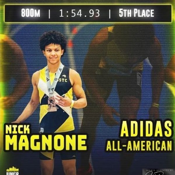 Nick Magnone, Adidas All-American, finishes 800m in 1:54.93, placing 5th.