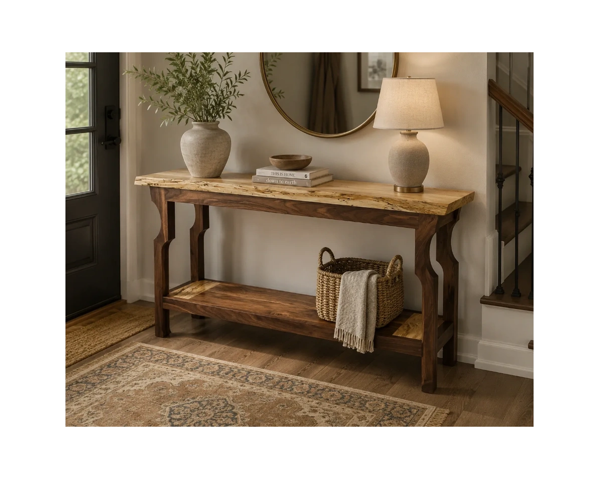 Custom build console table made with Sweet Gum and Black Walnut