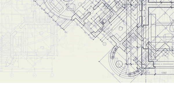 Architectural blueprint showing detailed building plans and measurements.