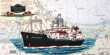 Massachusetts Maritime Academy TS Kennedy Nautical chart art print by William B. MacGregor Jr.