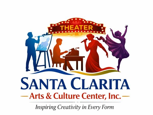 Logo of Santa Clarita Arts & Culture Center featuring creative arts silhouettes.