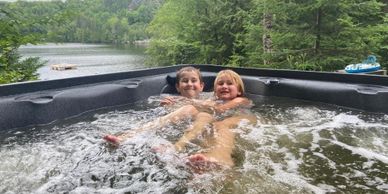 Kids in hot tub