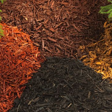 Multi-colored mulch ready for installation in Edina Eden Prairie Minneapolis, Bloomington Richfield