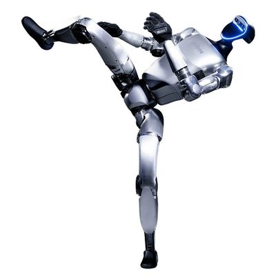 Robot performing a high kick.