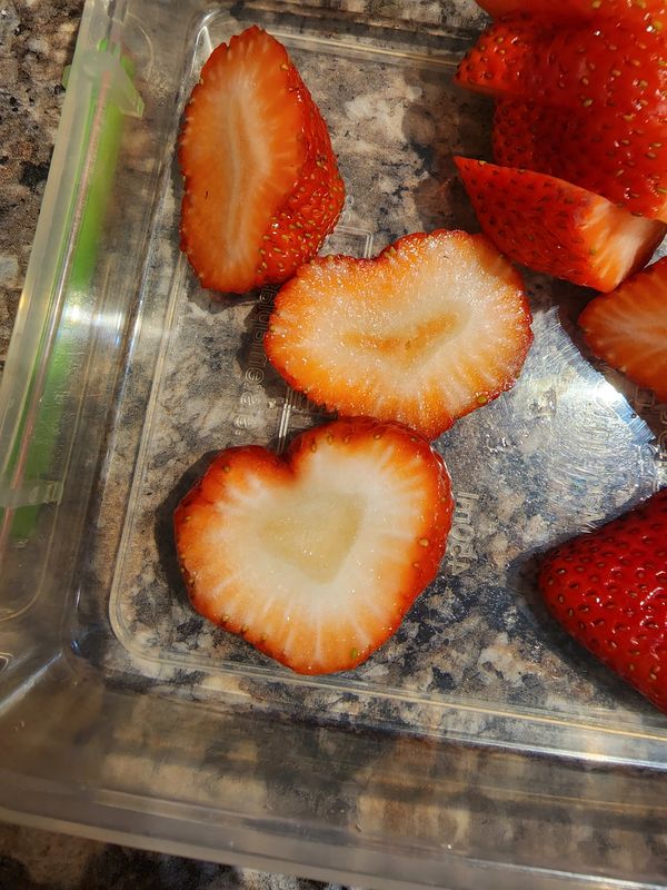 Heart shaped strawberries