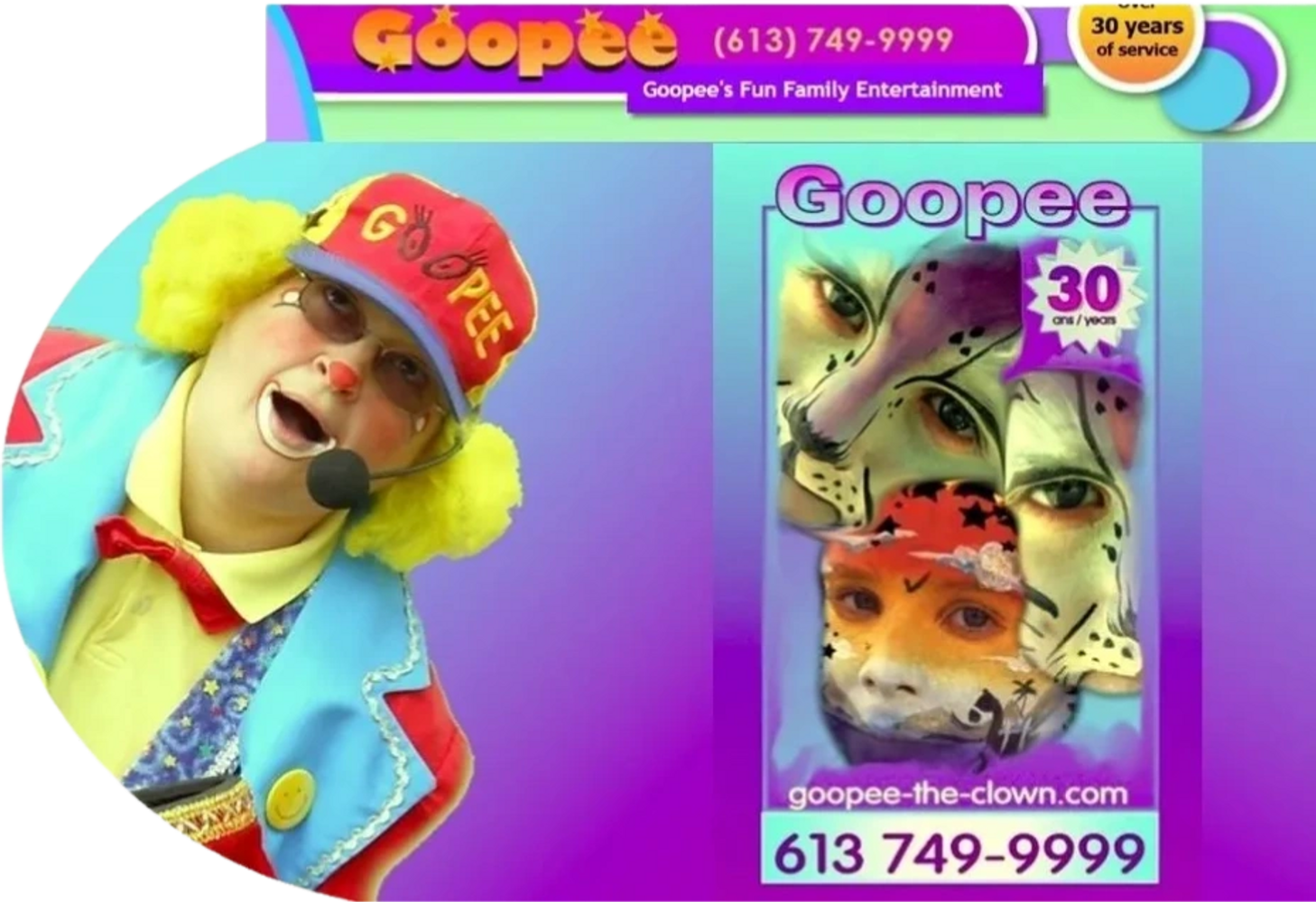 Goopee the clown and Goopee's Fun Family kids parties, magic, face painting & balloon twisting - clown services - children's magic shows - magic show