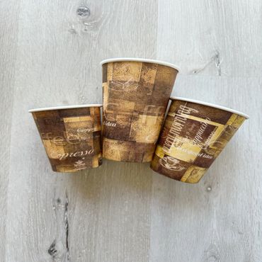 Paper cups with a custom printed pattern