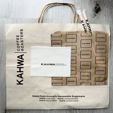Coordinated custom printed paper bags and napkins