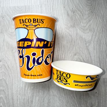 Coordinated printed paper cup and food bowl