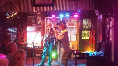 John McEuen and Dan Smith in the Gospel Lounge of Knuckleheads July 22, 2016.  Photo by Celeb White