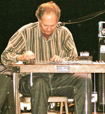John Mumma on the pedal steel guitar at Liberty Hall, Lawrence KS, Photo by Mike Daugherty
