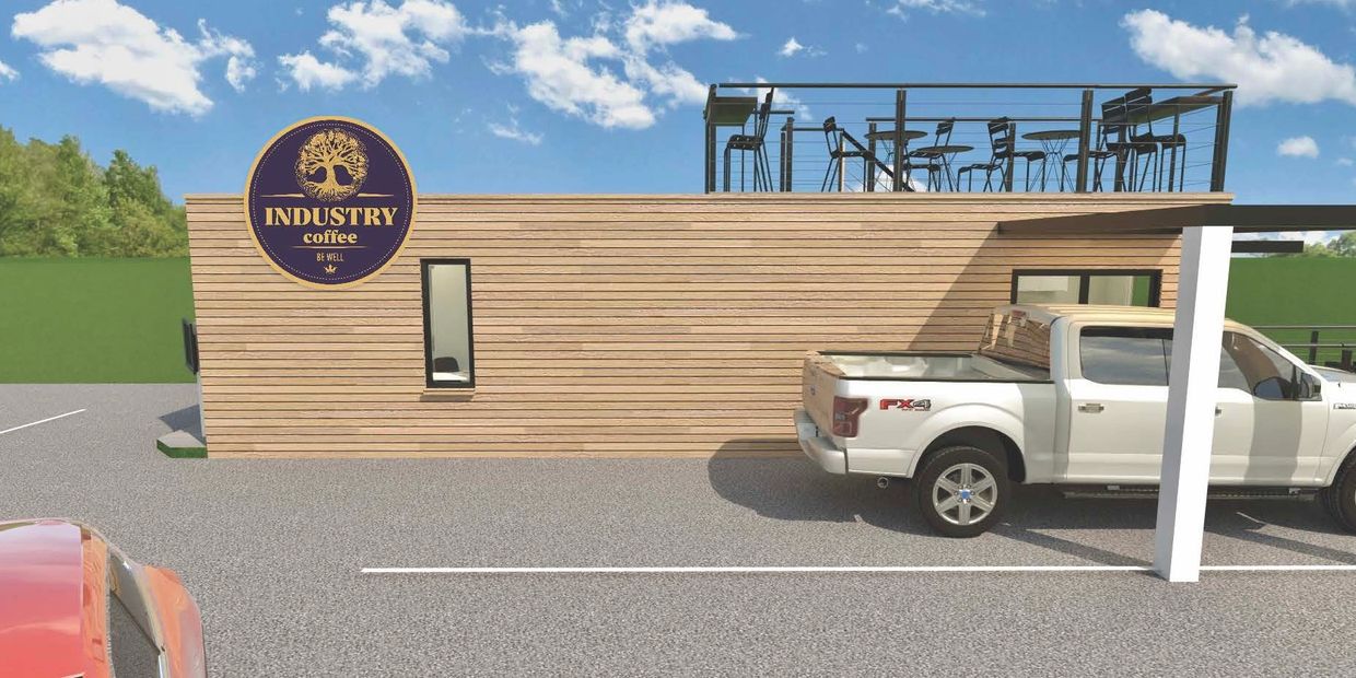 Industry Coffee drive thru rendering