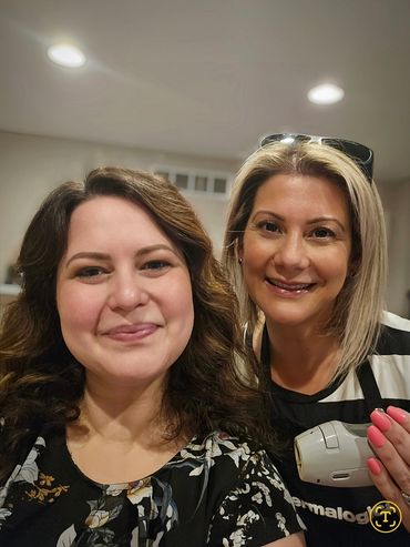 Jill & her client after a laser hair removal session