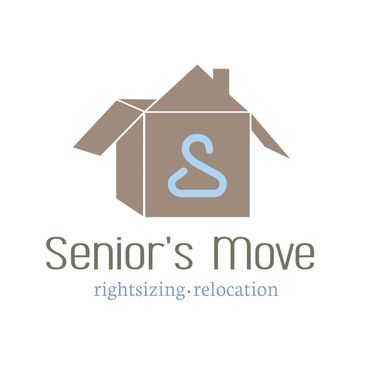 Senior's Move Logo  - a stylized 's' in a moving box shaped like a house with the tagline: rightsizi